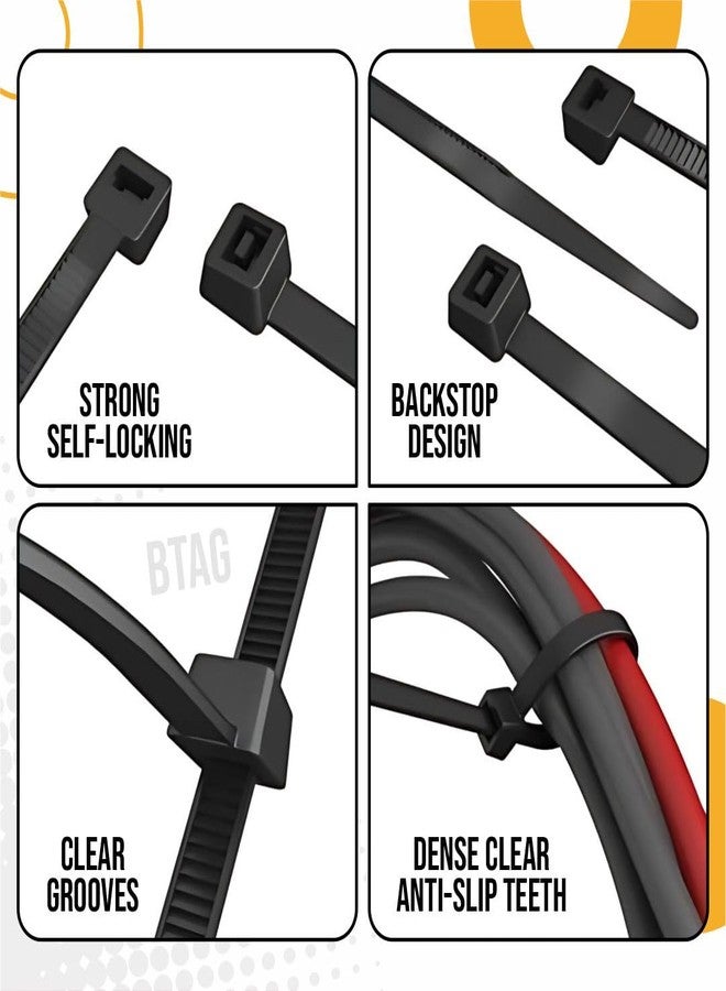 Crae Cable Zip Ties Heavy Duty Strong Wire Organizer | Self-Locking Fasteners | Plastic Cable Clamp | Strap Wraps and Zip Ties | Nylon Plastic Cable Ties | Durable and Soft Custom Sizes |8 Inch Black - Image 4